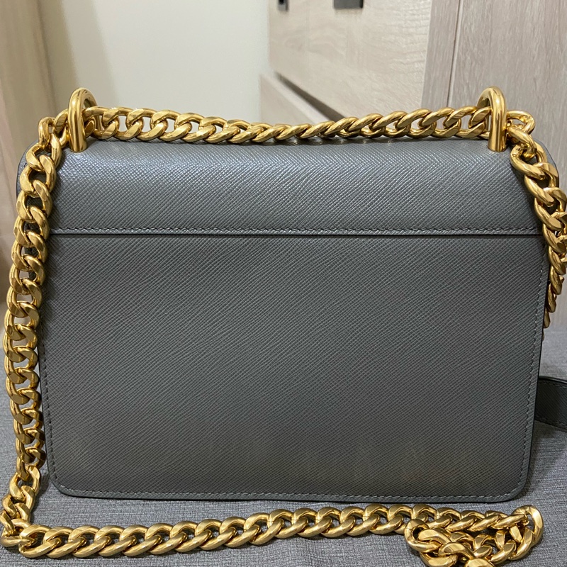 Prada 灰藍色鏈條小包-6