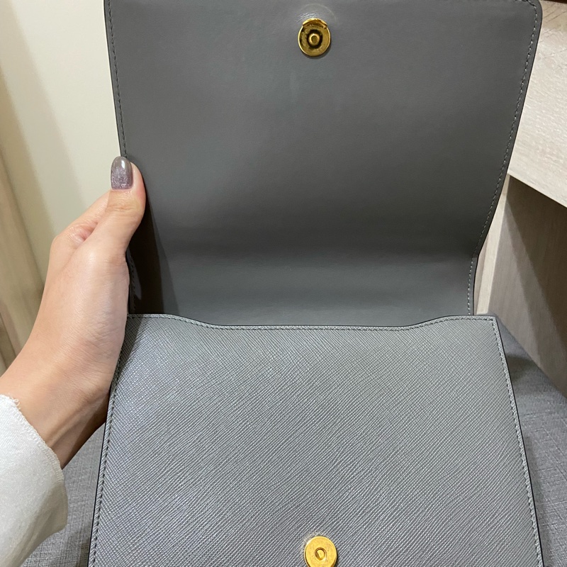 Prada 灰藍色鏈條小包-10