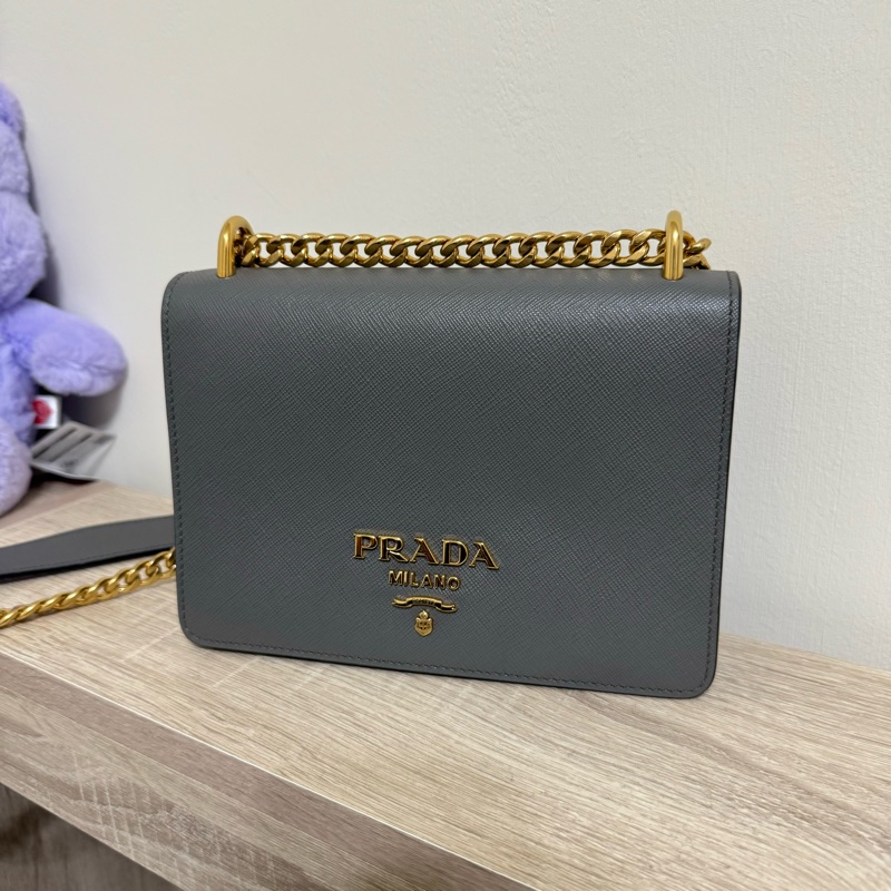 Prada 灰藍色鏈條小包-0