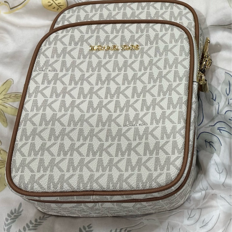 Michael Kors 老花白雙層鏈條方包-0