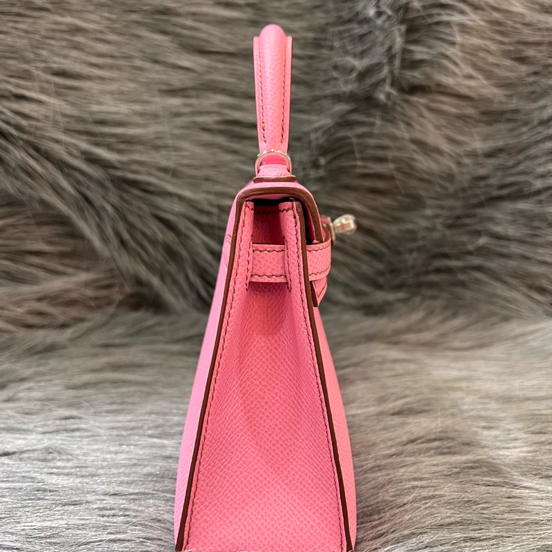 Hermes Mini kelly 2 5P Pink 粉色 粉紫色 銀釦 Epsom皮 外縫 Mini Kelly2 手提包 凱莉包 斜背包 肩背包 小包-1