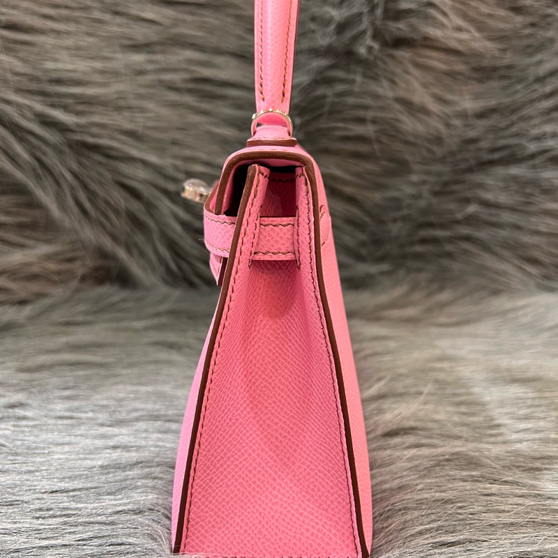 Hermes Mini kelly 2 5P Pink 粉色 粉紫色 銀釦 Epsom皮 外縫 Mini Kelly2 手提包 凱莉包 斜背包 肩背包 小包-2