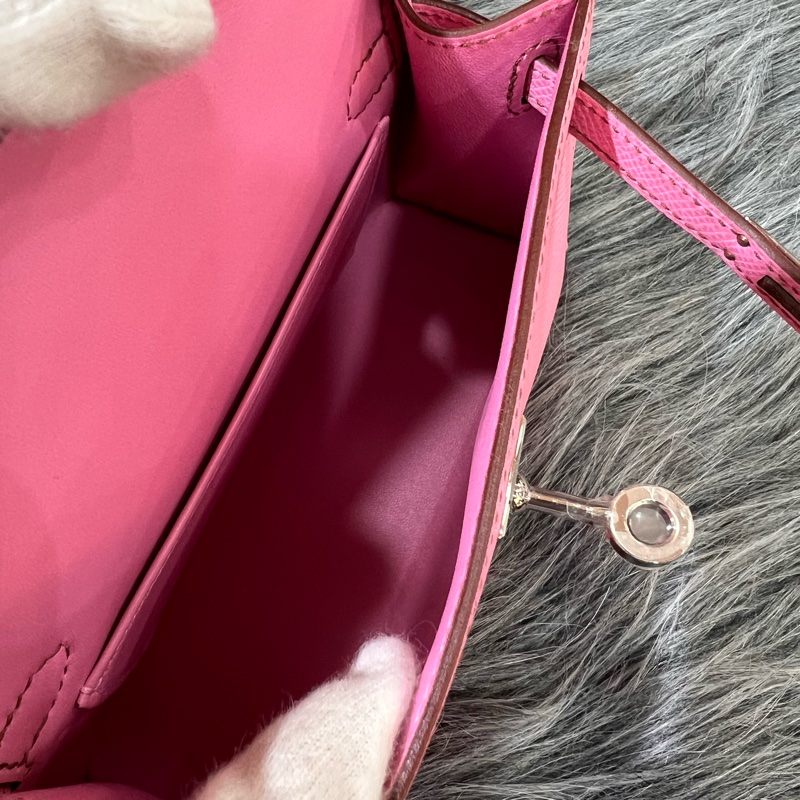Hermes Mini kelly 2 5P Pink 粉色 粉紫色 銀釦 Epsom皮 外縫 Mini Kelly2 手提包 凱莉包 斜背包 肩背包 小包-5