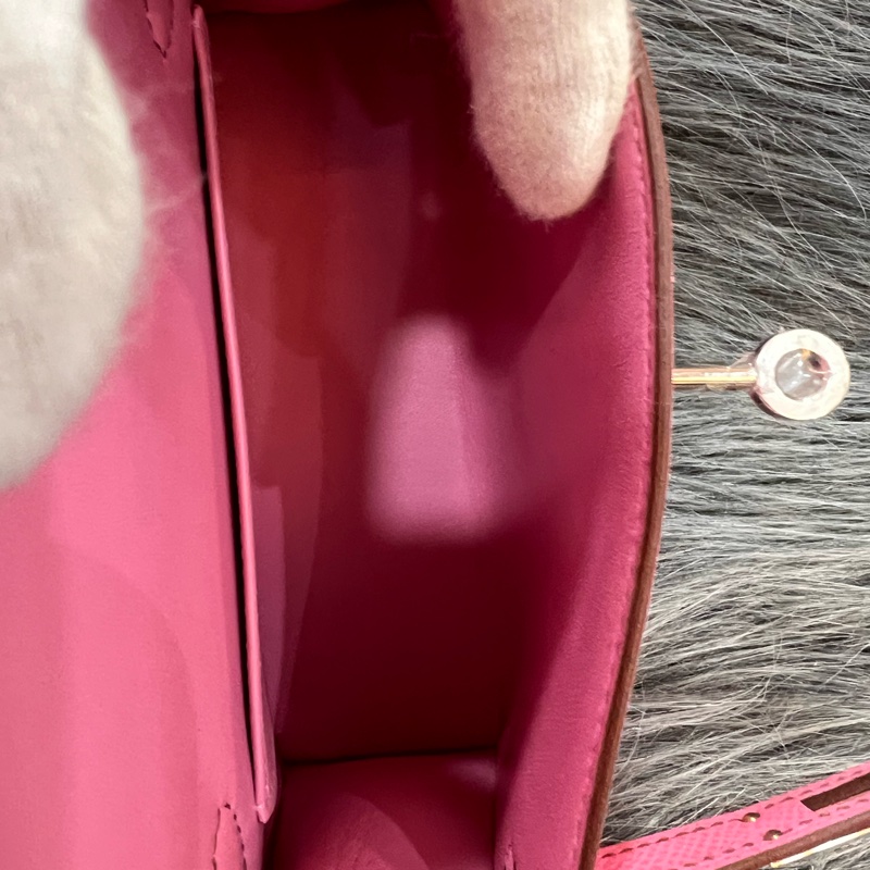 Hermes Mini kelly 2 5P Pink 粉色 粉紫色 銀釦 Epsom皮 外縫 Mini Kelly2 手提包 凱莉包 斜背包 肩背包 小包-6