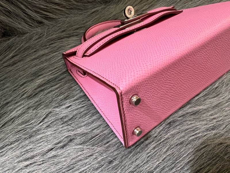 Hermes Mini kelly 2 5P Pink 粉色 粉紫色 銀釦 Epsom皮 外縫 Mini Kelly2 手提包 凱莉包 斜背包 肩背包 小包-8