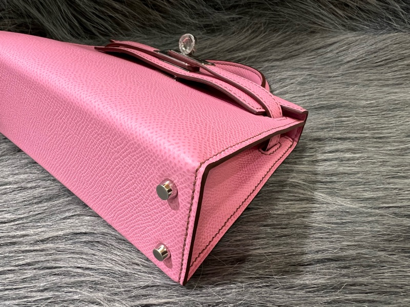Hermes Mini kelly 2 5P Pink 粉色 粉紫色 銀釦 Epsom皮 外縫 Mini Kelly2 手提包 凱莉包 斜背包 肩背包 小包-9
