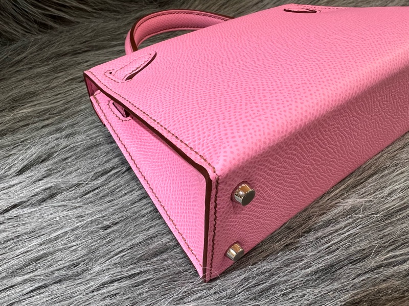 Hermes Mini kelly 2 5P Pink 粉色 粉紫色 銀釦 Epsom皮 外縫 Mini Kelly2 手提包 凱莉包 斜背包 肩背包 小包-10