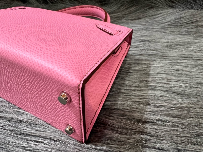Hermes Mini kelly 2 5P Pink 粉色 粉紫色 銀釦 Epsom皮 外縫 Mini Kelly2 手提包 凱莉包 斜背包 肩背包 小包-11