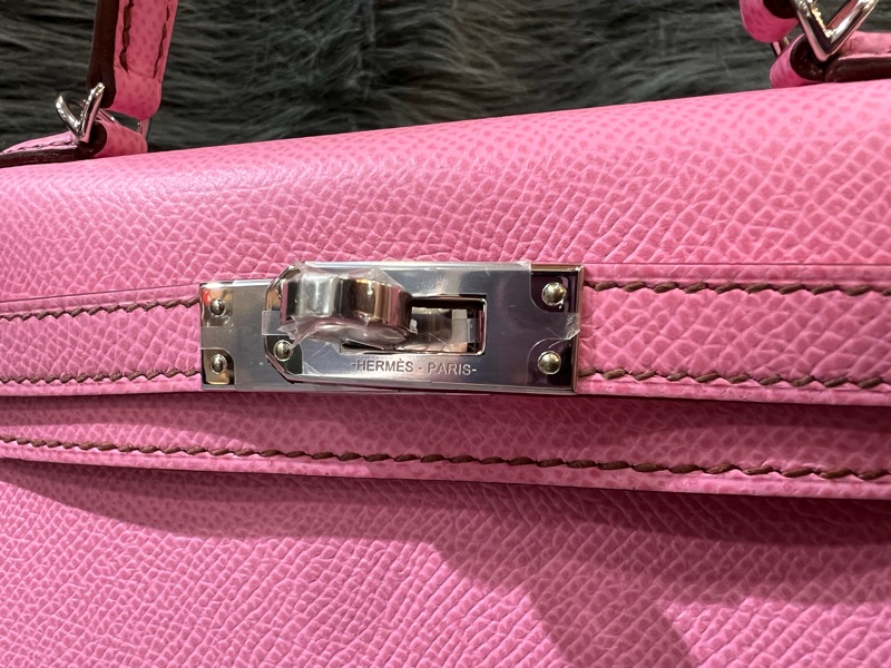 Hermes Mini kelly 2 5P Pink 粉色 粉紫色 銀釦 Epsom皮 外縫 Mini Kelly2 手提包 凱莉包 斜背包 肩背包 小包-17