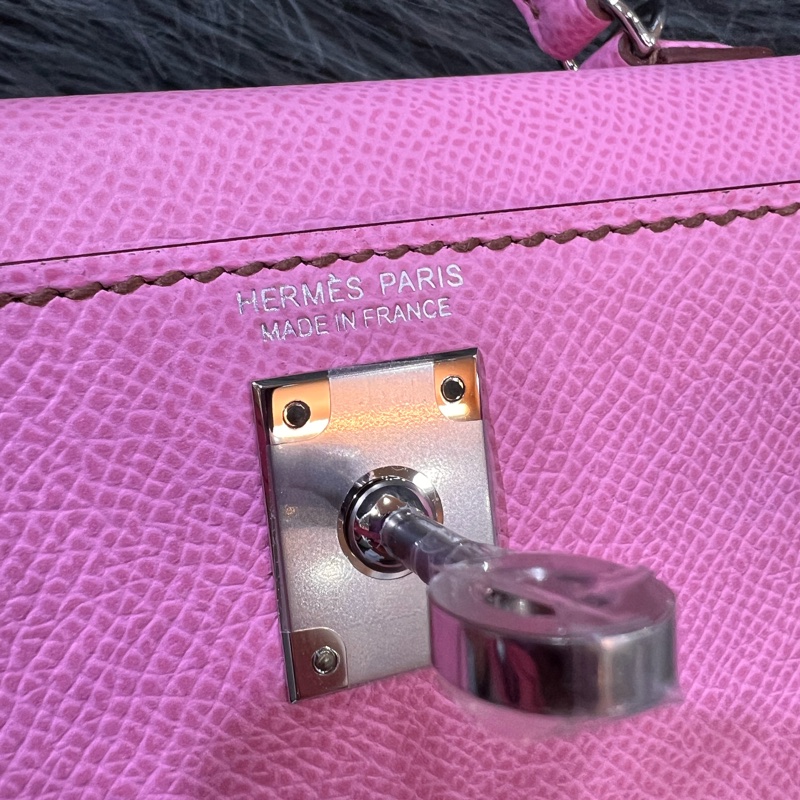 Hermes Mini kelly 2 5P Pink 粉色 粉紫色 銀釦 Epsom皮 外縫 Mini Kelly2 手提包 凱莉包 斜背包 肩背包 小包-21