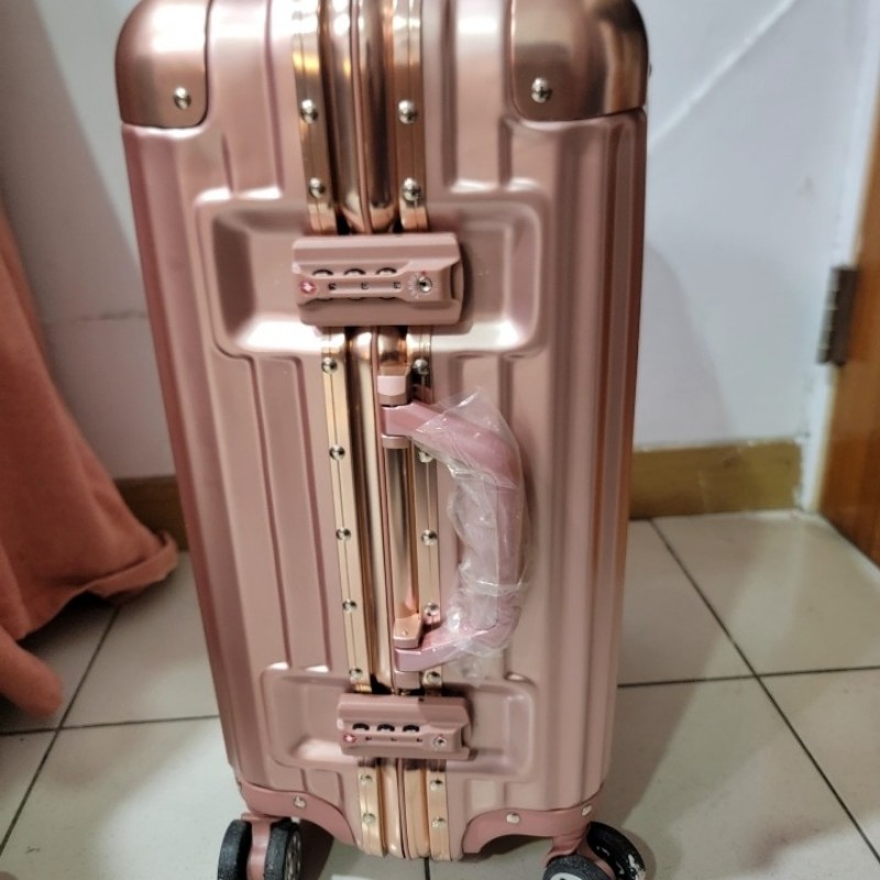 Ikashe玫瑰金鋁框22.23吋萬向輪行李箱工具箱-3