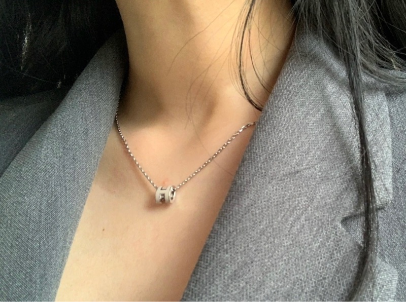 Hermes Mini Pop H白銀項鍊-1