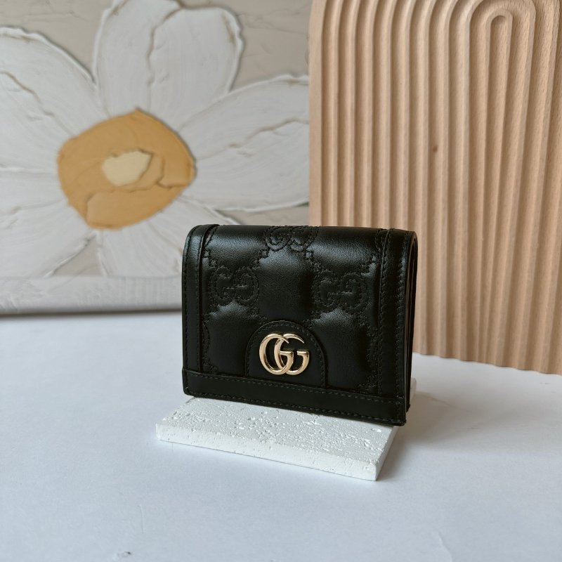 GUCCI MATELASSE 牛皮壓紋釦式短夾-0