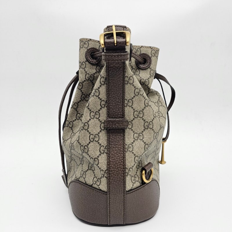 GUCCI 古馳 卡其咖 帆布 皮革飾邊 虎頭 束口 手提包/肩背包/後背包-4