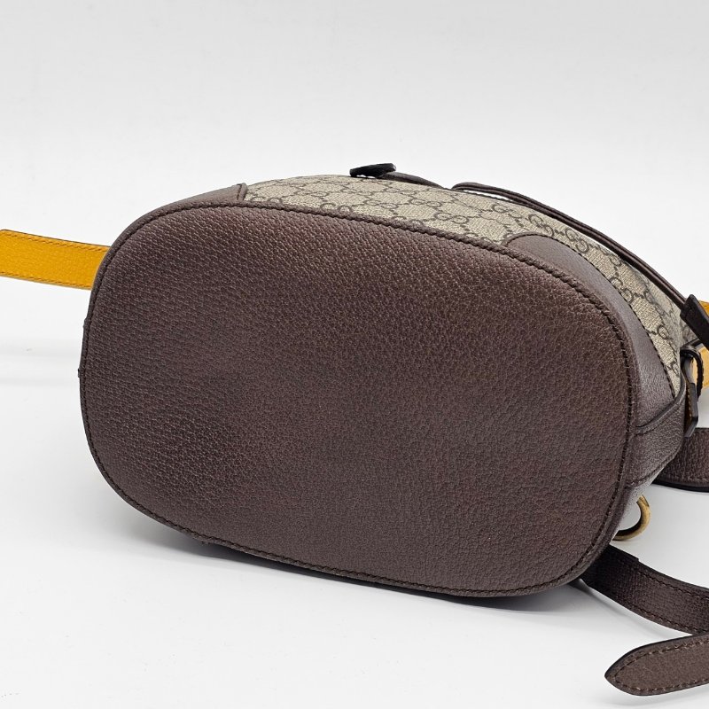 GUCCI 古馳 卡其咖 帆布 皮革飾邊 虎頭 束口 手提包/肩背包/後背包-6