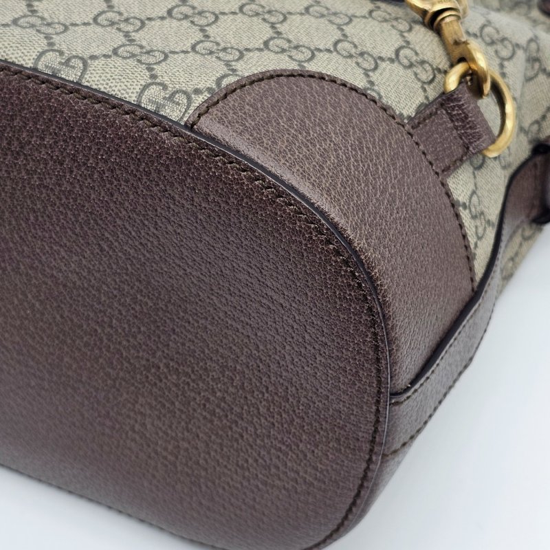 GUCCI 古馳 卡其咖 帆布 皮革飾邊 虎頭 束口 手提包/肩背包/後背包-8