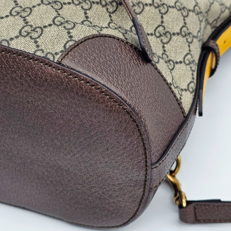 GUCCI 古馳 卡其咖 帆布 皮革飾邊 虎頭 束口 手提包/肩背包/後背包-10
