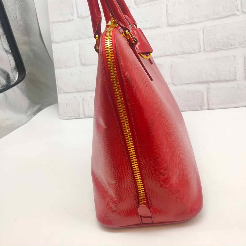 ❌已經售出❌ PRADA 普拉達 BL0836紅色亮皮革貝殼包 手提包附肩帶 兩用包 義大利精品包 保證卡-9