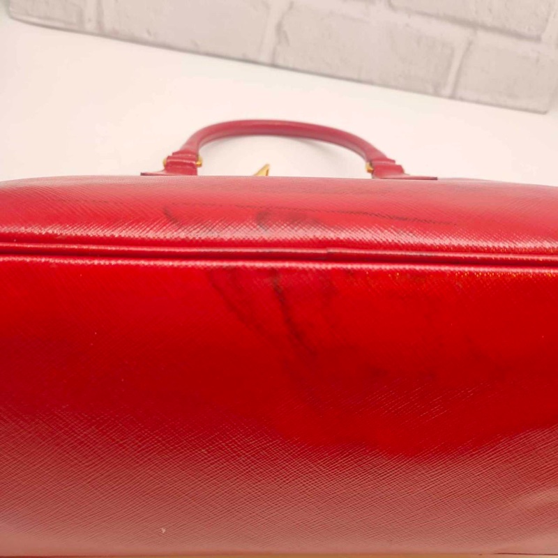 ❌已經售出❌ PRADA 普拉達 BL0836紅色亮皮革貝殼包 手提包附肩帶 兩用包 義大利精品包 保證卡-11
