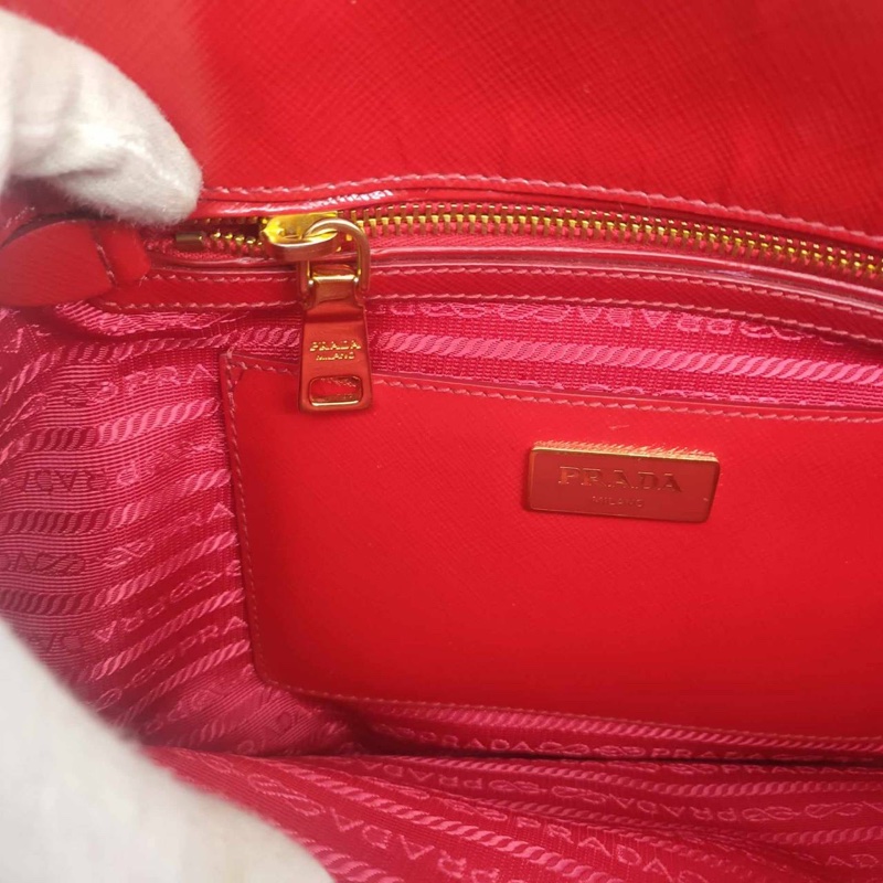 ❌已經售出❌ PRADA 普拉達 BL0836紅色亮皮革貝殼包 手提包附肩帶 兩用包 義大利精品包 保證卡-15