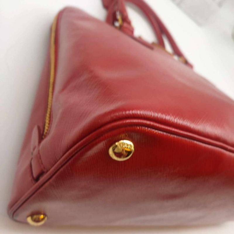 ❌已經售出❌ PRADA 普拉達 BL0836紅色亮皮革貝殼包 手提包附肩帶 兩用包 義大利精品包 保證卡-25