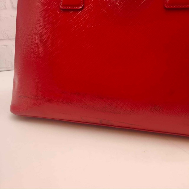 ❌已經售出❌ PRADA 普拉達 BL0836紅色亮皮革貝殼包 手提包附肩帶 兩用包 義大利精品包 保證卡-28