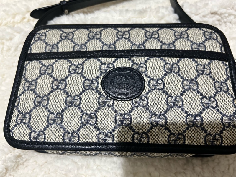 Gucci interlocking G 老花相機包(藍色）-0