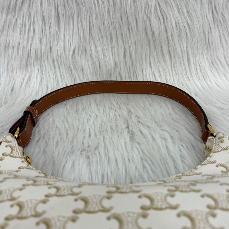 Celine 193952 白凱旋門Triomphe帆布Ava腋下包-20