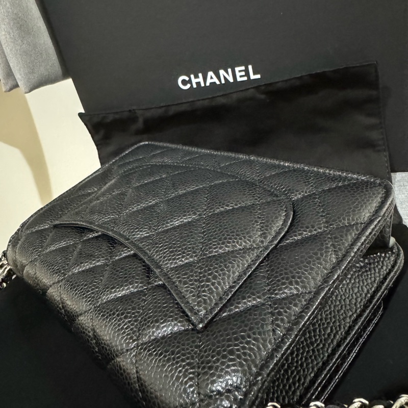 chanel 黑銀荔枝牛皮woc 晶片款-2