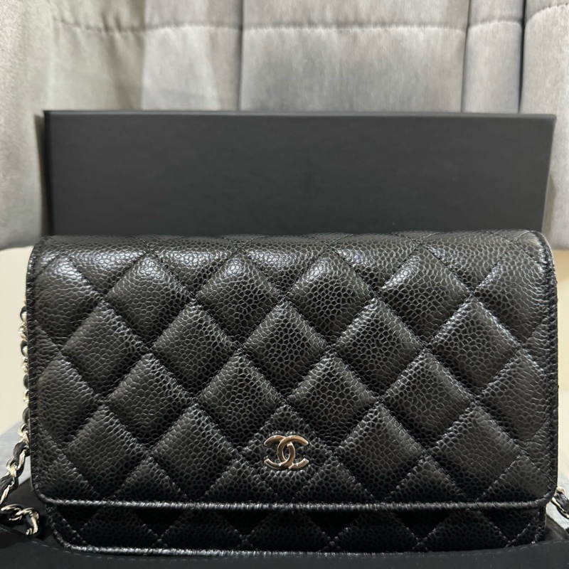 chanel 黑銀荔枝牛皮woc 晶片款-3