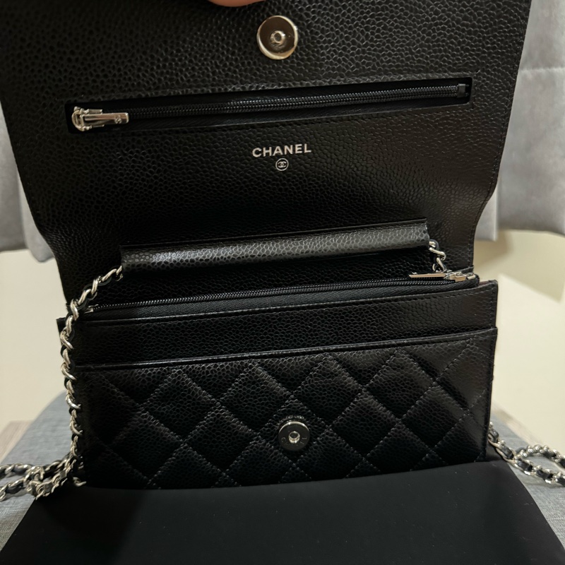 chanel 黑銀荔枝牛皮woc 晶片款-4