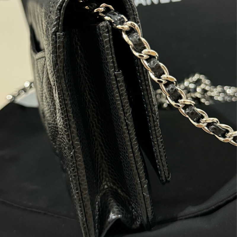 chanel 黑銀荔枝牛皮woc 晶片款-6