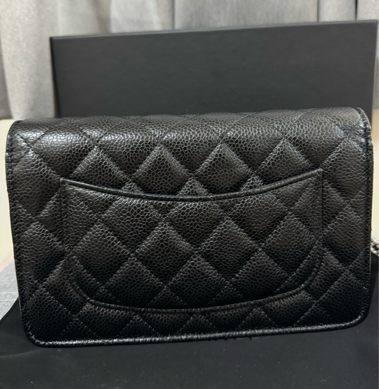 chanel 黑銀荔枝牛皮woc 晶片款-8