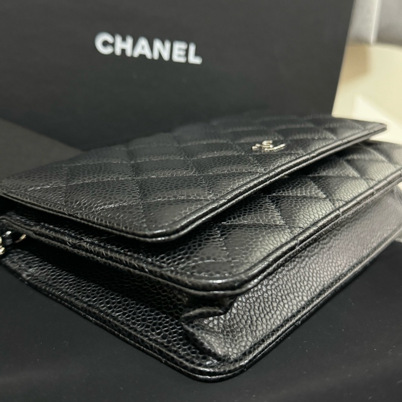 chanel 黑銀荔枝牛皮woc 晶片款-14