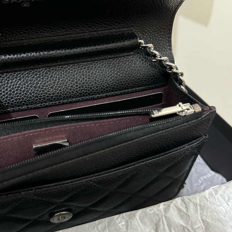 chanel 黑銀荔枝牛皮woc 晶片款-11