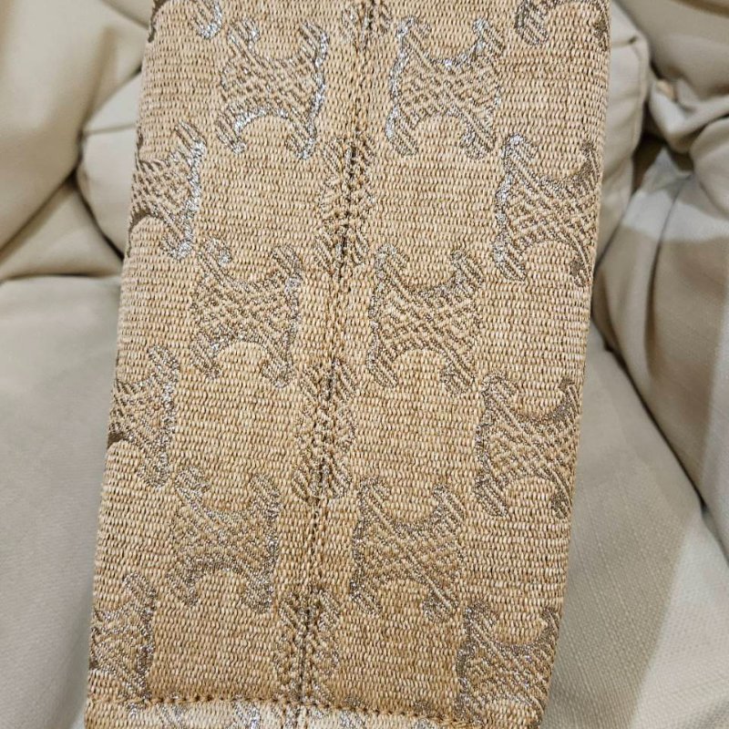 【 全新未使用 】CELINE仿拉菲亞織物 TRIOMPHE緹花小型CABAS托特包-3