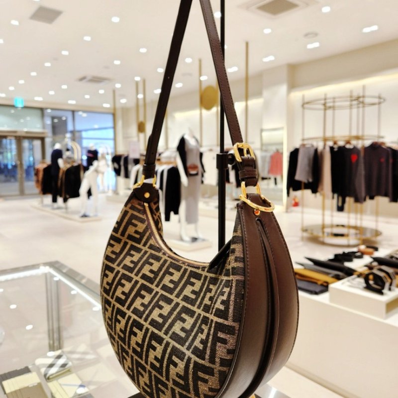 🎊佳節特賣🎁Fendi 8BR798 小款 Fendigraphy FF布料彎月包 棕色《當季專櫃正售★全新商品 》-4