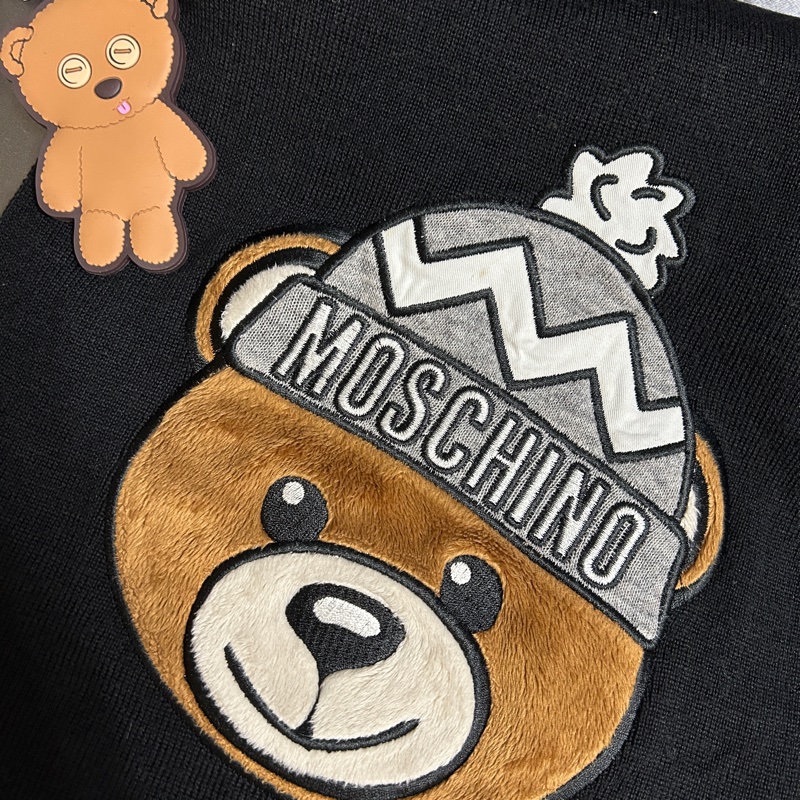 Moschino 大頭熊🐻羊毛圍巾 裸裝 已送洗-1