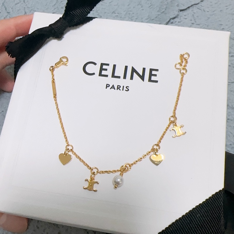 Celine 限量款愛心珍珠手鍊-0