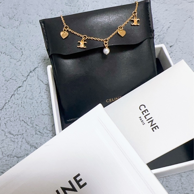 Celine 限量款愛心珍珠手鍊-4
