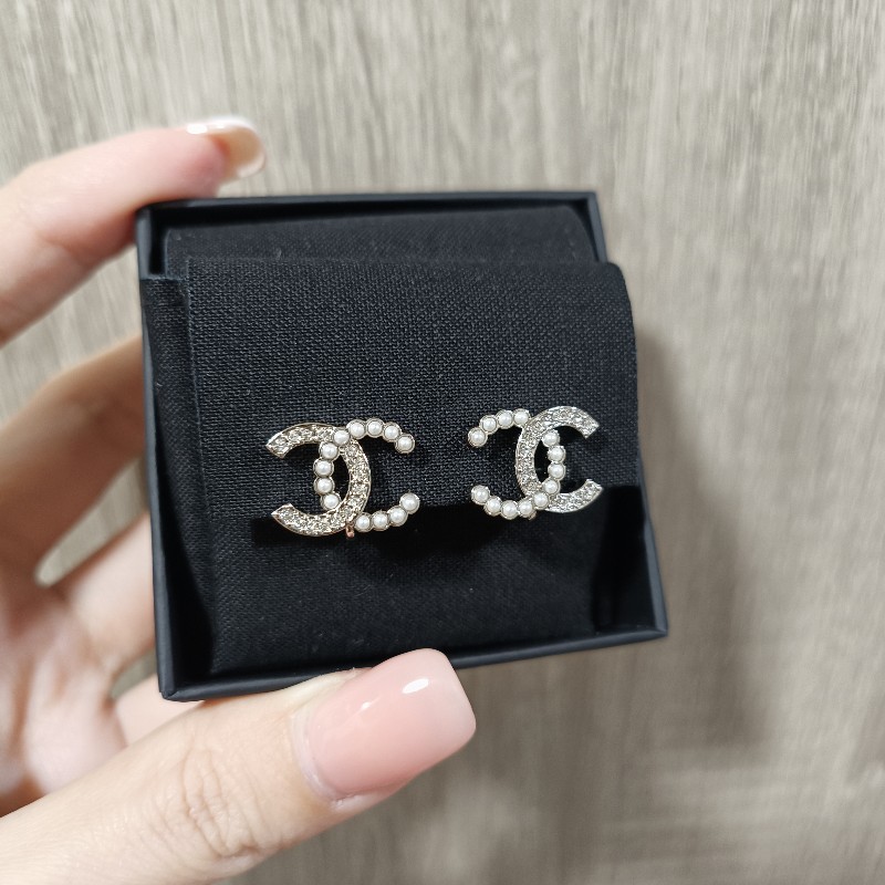 香奈兒 24s珍珠水鑽（夾式）耳環-4