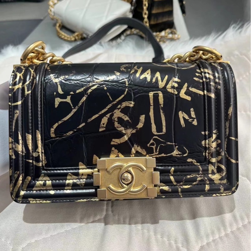 Chanel Leboy 20 埃及限定款 鱷魚壓紋 黑金配色-5