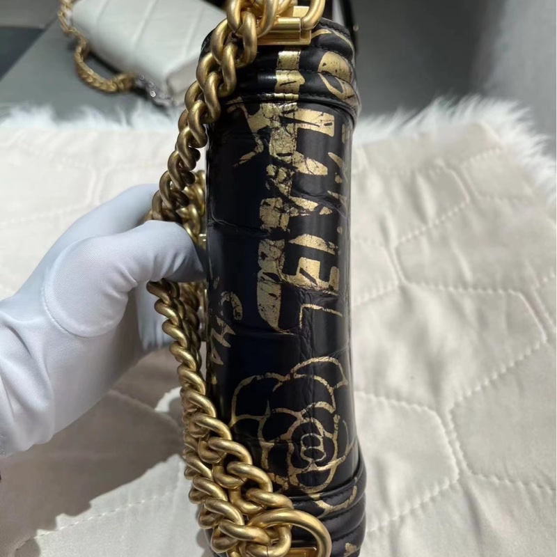 Chanel Leboy 20 埃及限定款 鱷魚壓紋 黑金配色-7