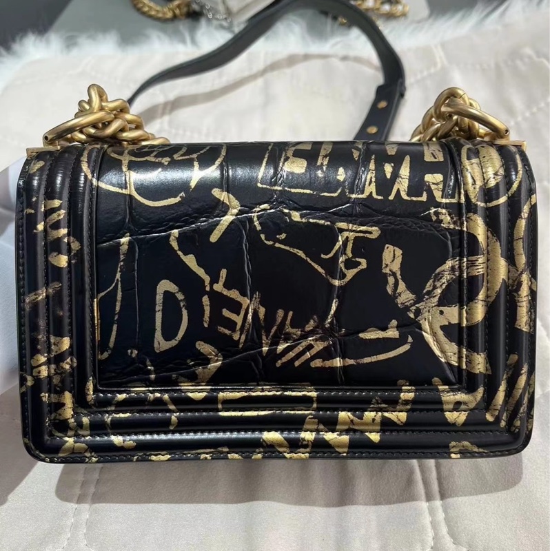Chanel Leboy 20 埃及限定款 鱷魚壓紋 黑金配色-10