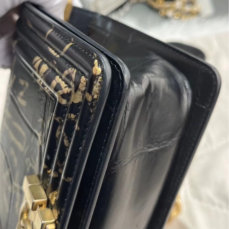 Chanel Leboy 20 埃及限定款 鱷魚壓紋 黑金配色-16