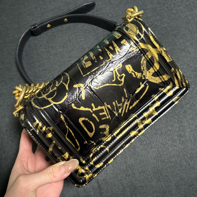 Chanel Leboy 20 埃及限定款 鱷魚壓紋 黑金配色-11