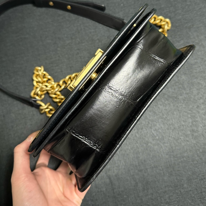 Chanel Leboy 20 埃及限定款 鱷魚壓紋 黑金配色-13