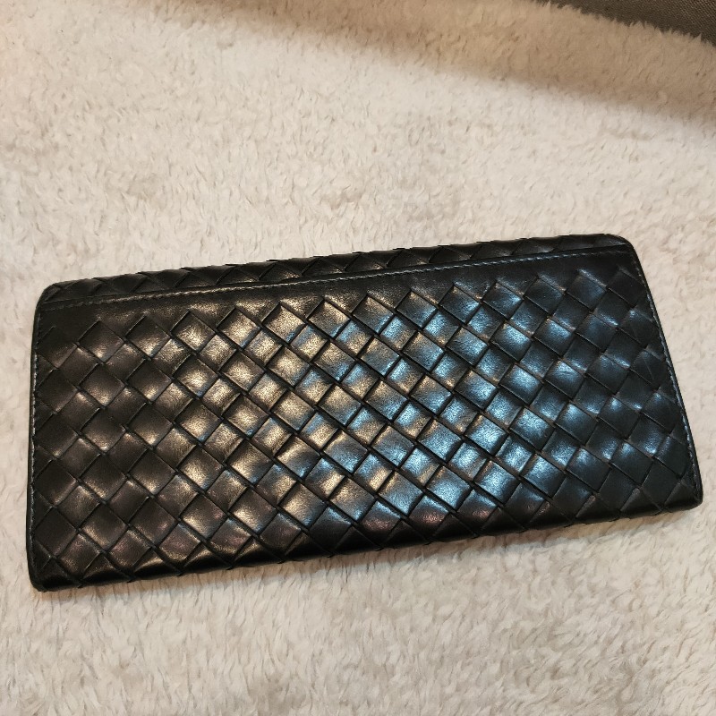 ‼️老闆出國不在‼️限時一週亂賣🚀㊣✨ Bottega Veneta ✨寶緹嘉 黑色 BV 皮革 編織 皮夾 錢包 薄款 長夾 薄長夾/二手皮夾/二手精品/保證正品-2