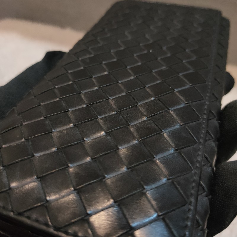 ‼️老闆出國不在‼️限時一週亂賣🚀㊣✨ Bottega Veneta ✨寶緹嘉 黑色 BV 皮革 編織 皮夾 錢包 薄款 長夾 薄長夾/二手皮夾/二手精品/保證正品-8