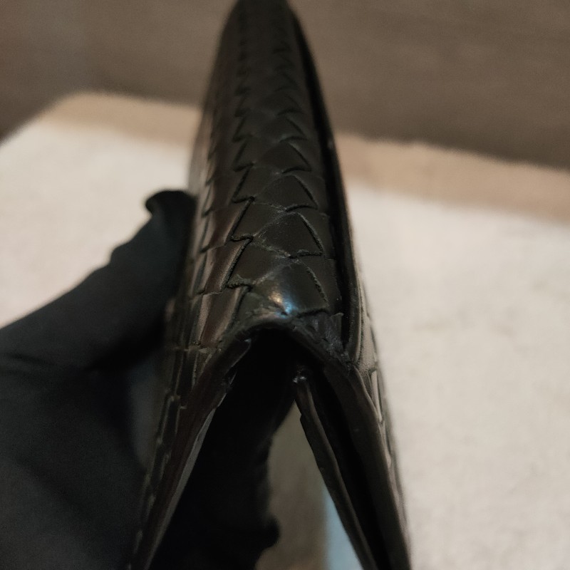 ‼️老闆出國不在‼️限時一週亂賣🚀㊣✨ Bottega Veneta ✨寶緹嘉 黑色 BV 皮革 編織 皮夾 錢包 薄款 長夾 薄長夾/二手皮夾/二手精品/保證正品-18